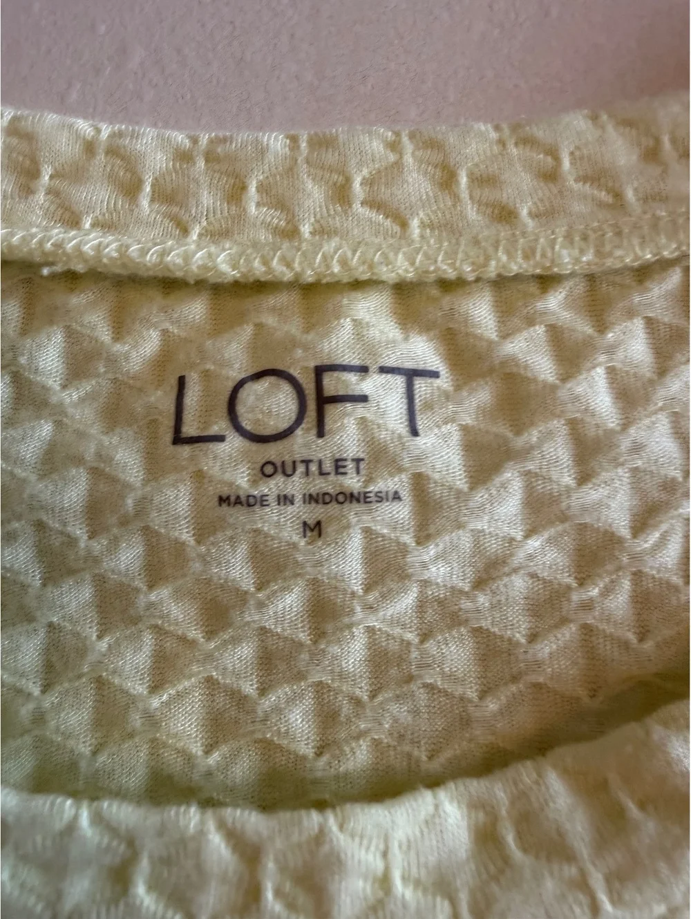 LOFT Outlet Light Yellow Puff Sleeve Textured Knit Top Medium